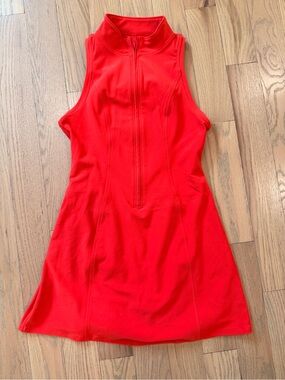 Alo Red Sleeveless Zip-Front Tennis Dress
